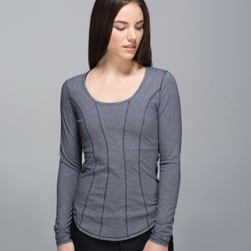 Lululemon Between The Lines Long Sleeve Micro Stripe Black White Size Small